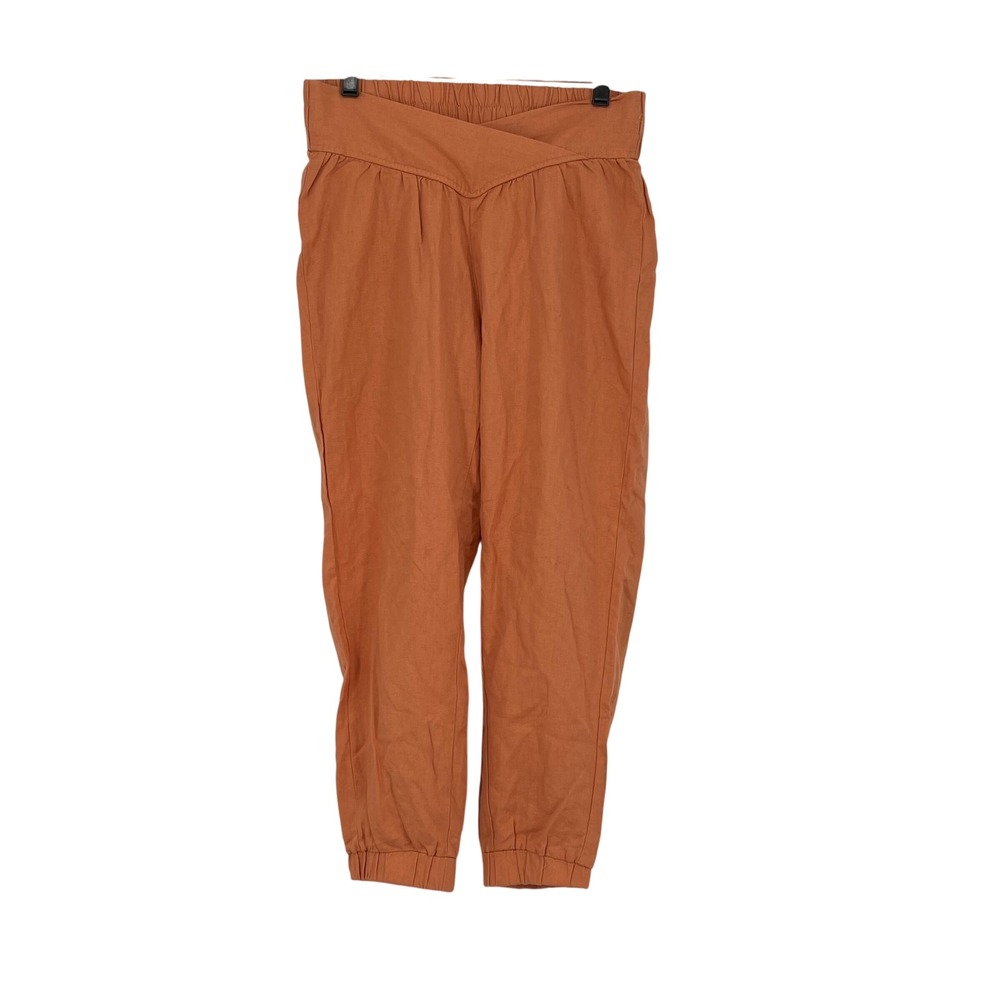 Banjara High Waist‎ Linen Blend Jogger Pants Orange Size L Breathable Comfort